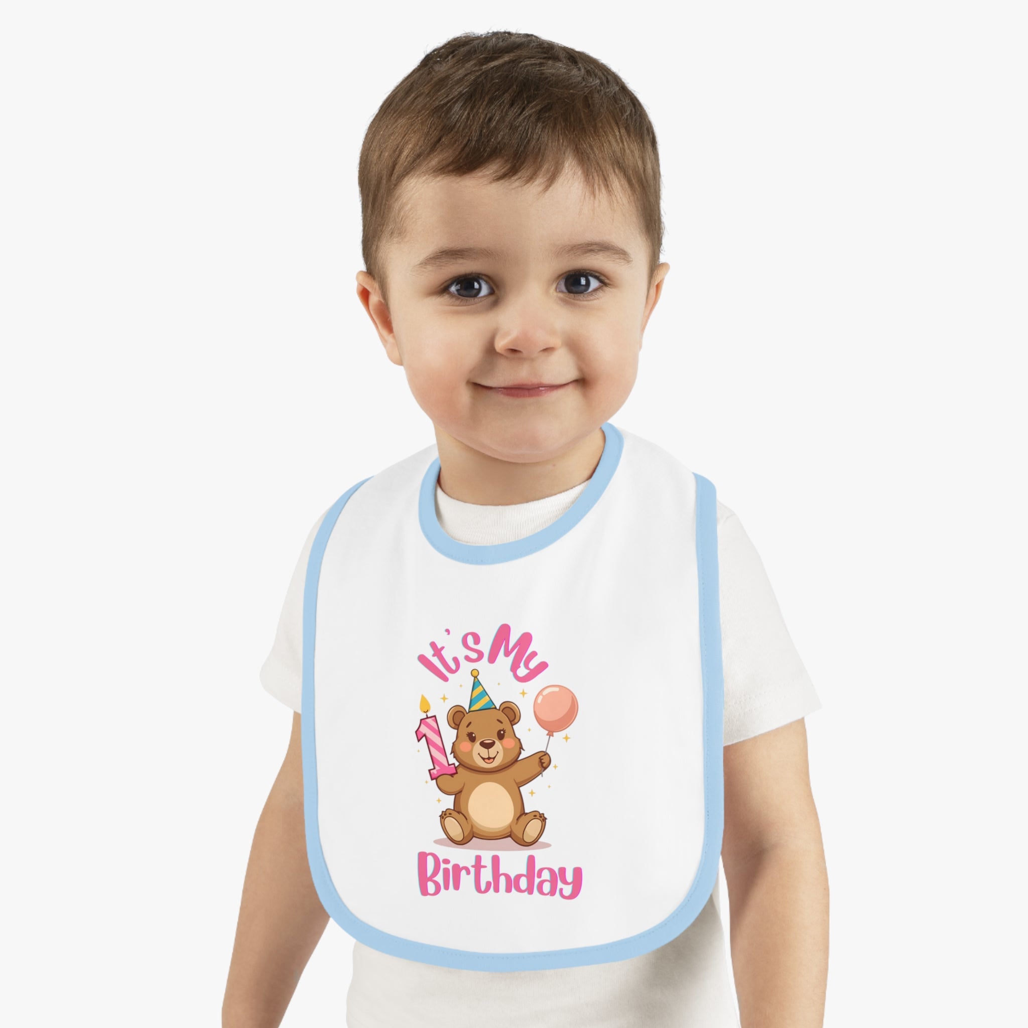 Birthday Bear Bib, Cute Baby Bib for 1st Birthday, Infant Gift, Baby Shower Idea, Fun & Functional Bib