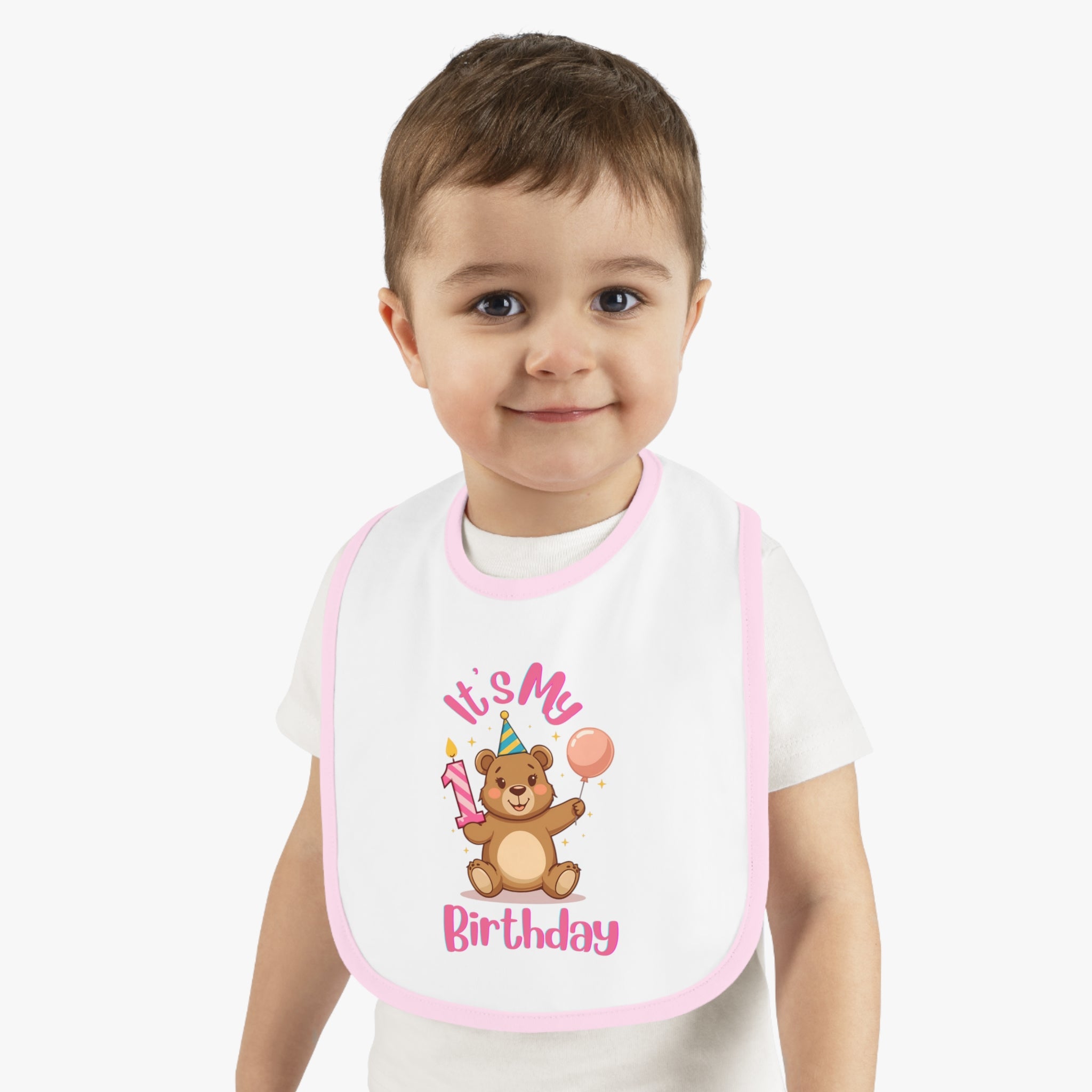 Birthday Bear Bib, Cute Baby Bib for 1st Birthday, Infant Gift, Baby Shower Idea, Fun & Functional Bib