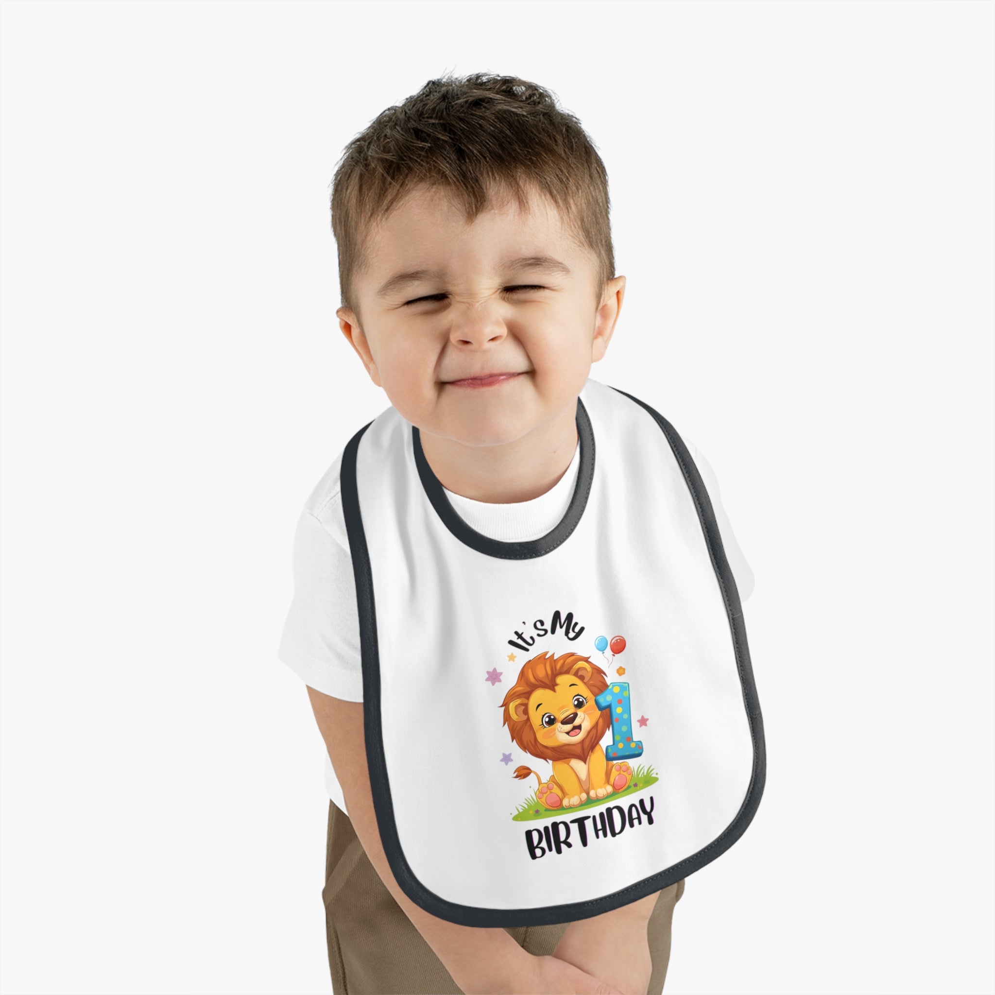 Cute Lion Birthday Bib for Babies, First Birthday Gift, Baby Shower Gift, Fun Feeding Accessory, Toddler Apparel