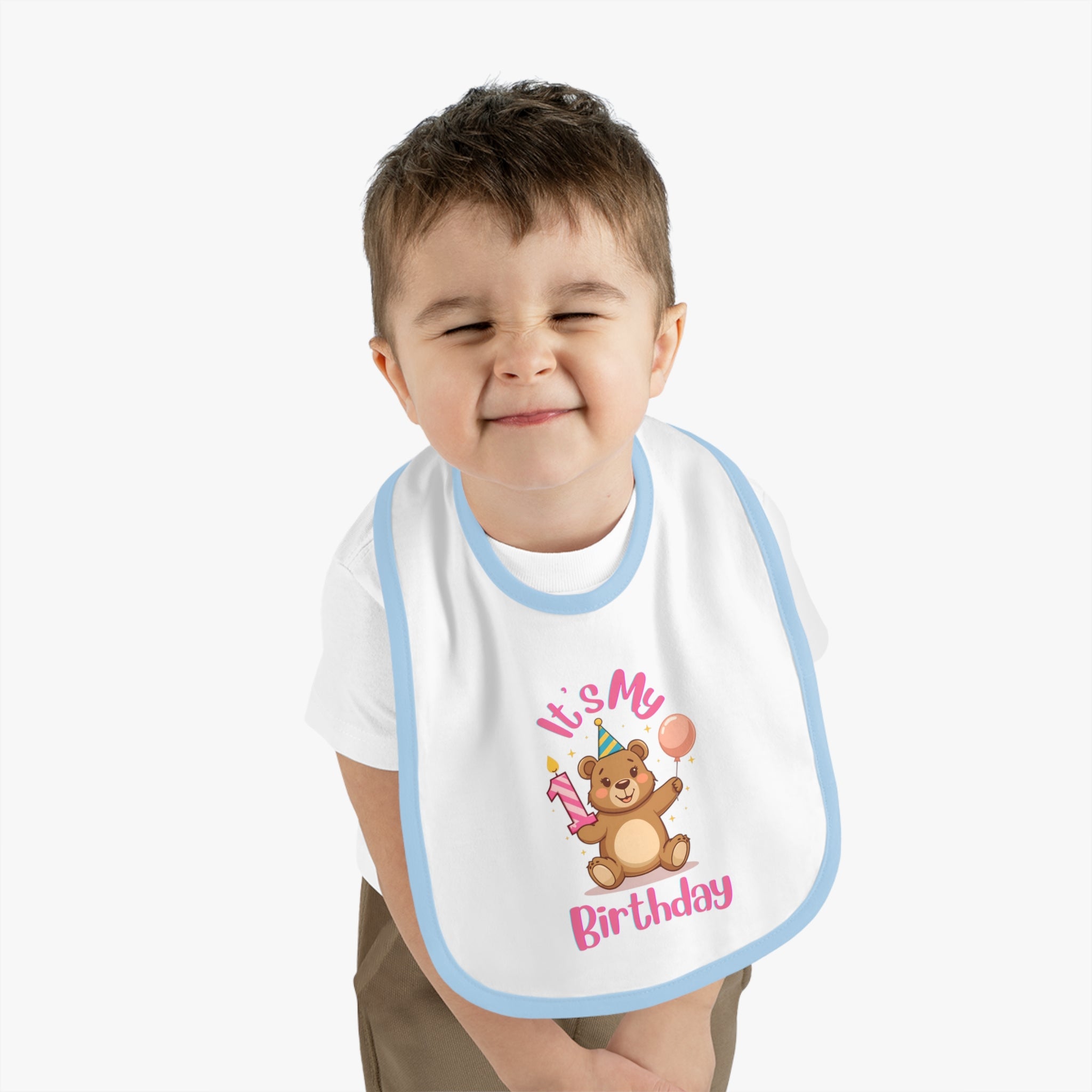 Birthday Bear Bib, Cute Baby Bib for 1st Birthday, Infant Gift, Baby Shower Idea, Fun & Functional Bib