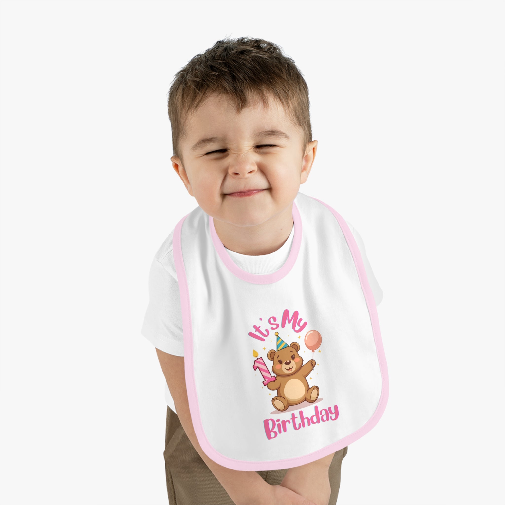 Birthday Bear Bib, Cute Baby Bib for 1st Birthday, Infant Gift, Baby Shower Idea, Fun & Functional Bib