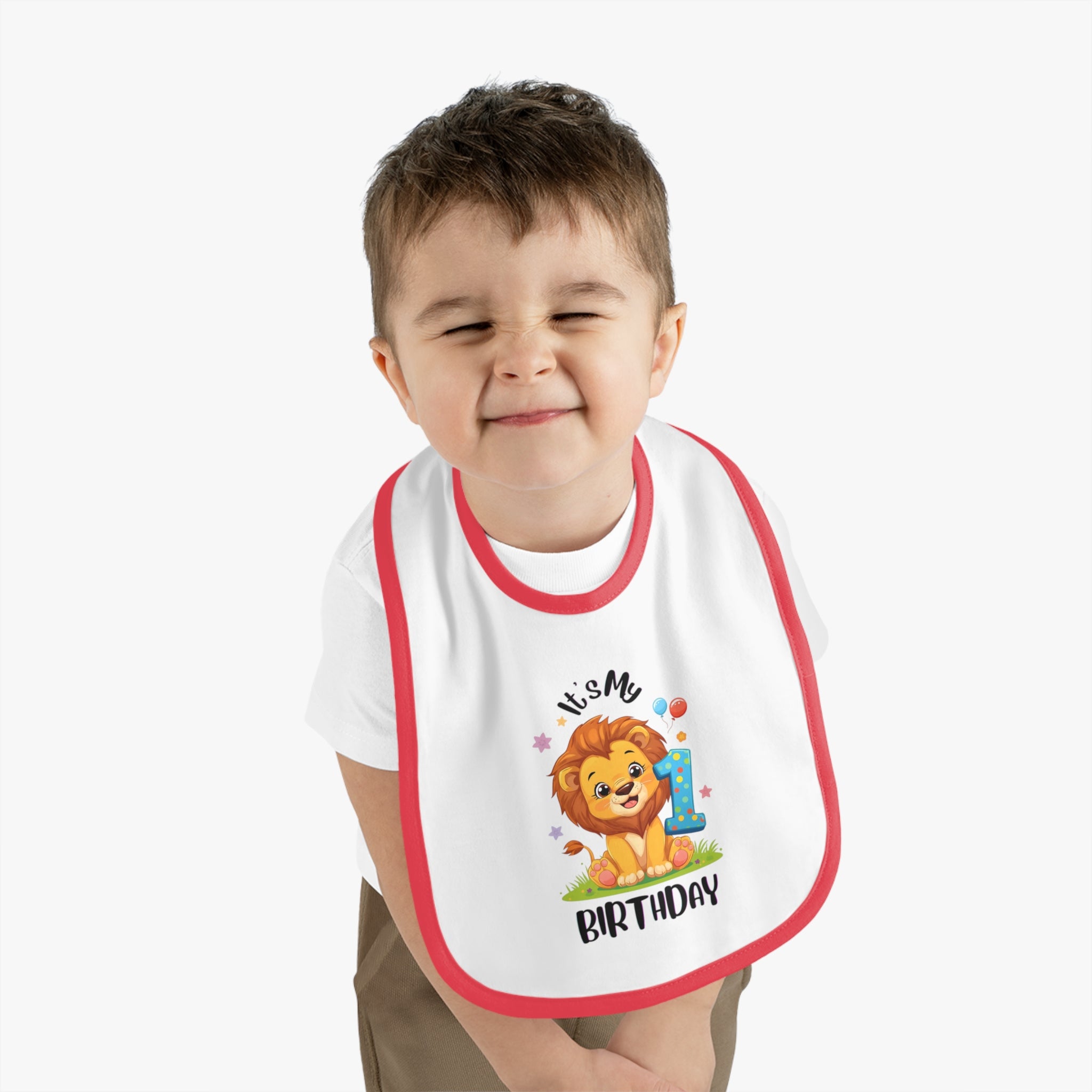 Cute Lion Birthday Bib for Babies, First Birthday Gift, Baby Shower Gift, Fun Feeding Accessory, Toddler Apparel